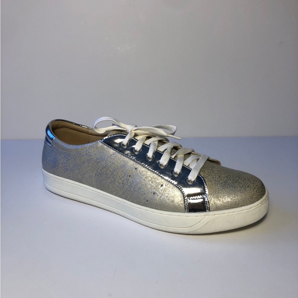 Womens Johnston & Murphy Emerson Lace-up White Crackle Leather Sneakers 10 New